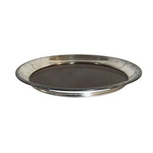 MCM Round Wooden Tray With Silver-Plated Rim By F.B. Rogers Silver Co. 9"